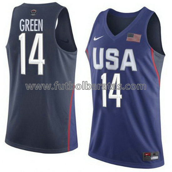 camiseta de baloncesto Draymond Green Número 14 usa 2016 azul