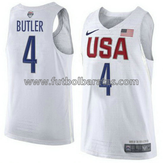 camiseta de baloncesto Jimmy Butler Número 4 usa 2016 blanca