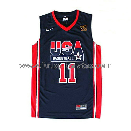 camiseta de baloncesto Karl Malone Número 11 usa 1992 azul