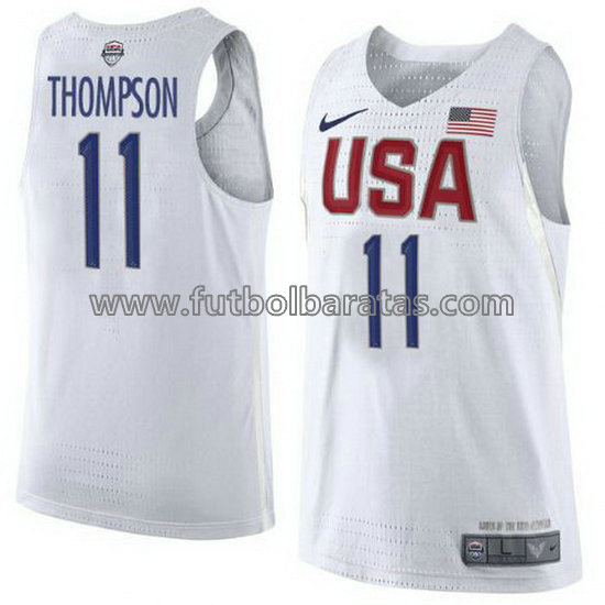 camiseta de baloncesto Klay Thompson Número 11 usa 2016 blanca