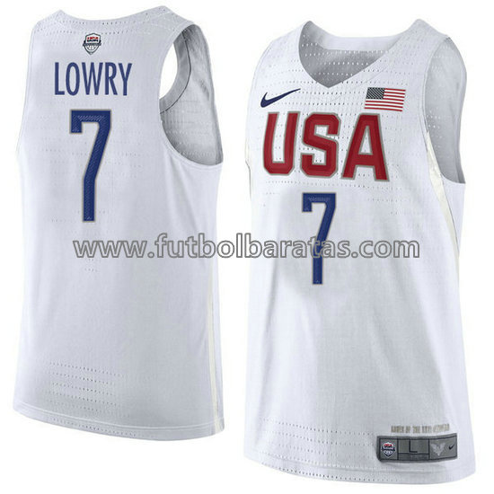 camiseta de baloncesto Kyle Lowry Número 7 usa 2016 blanca