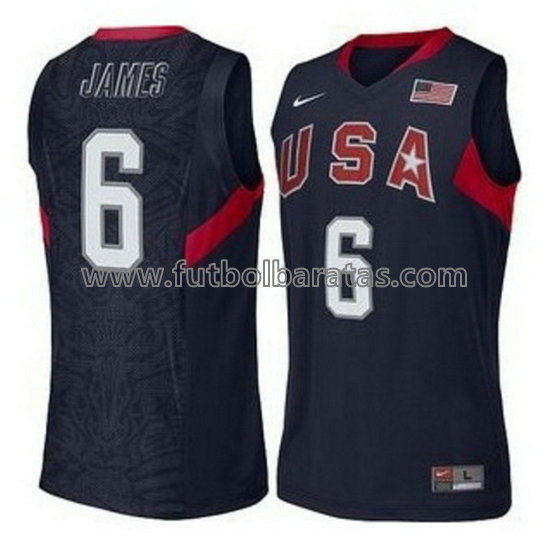 camiseta de baloncesto LeBron James Número 6 usa 2008 azul