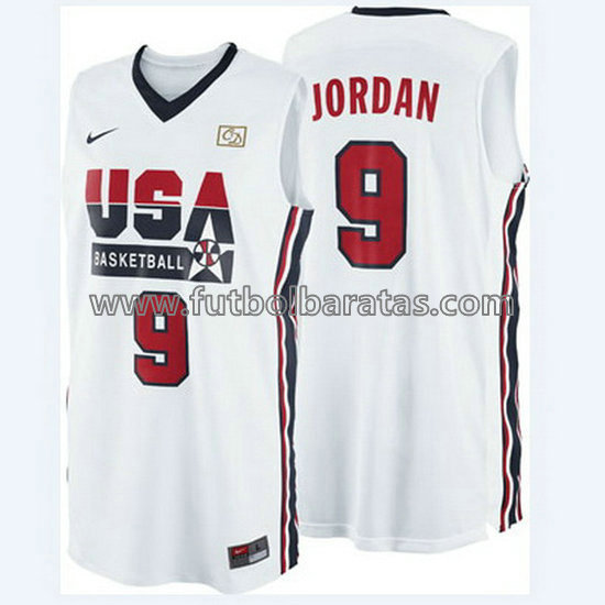 camiseta de baloncesto Michael Jordan Número 9 usa 1992 blanca