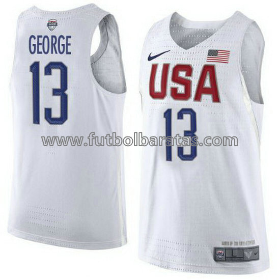 camiseta de baloncesto Paul George Número 13 usa 2016 blanca
