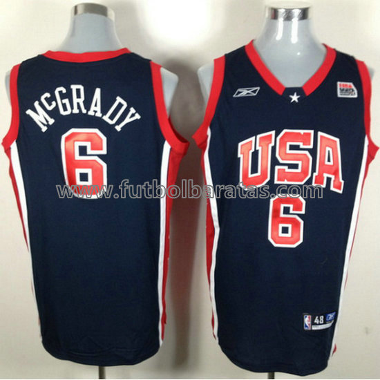 camiseta de baloncesto Tracy McGrady Número 6 usa 2004 azul