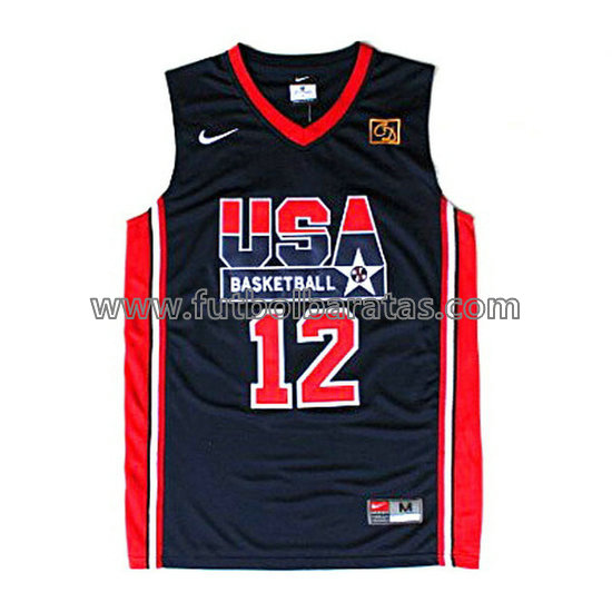 camiseta de baloncesto john stockton Número 12 usa 1992 azul