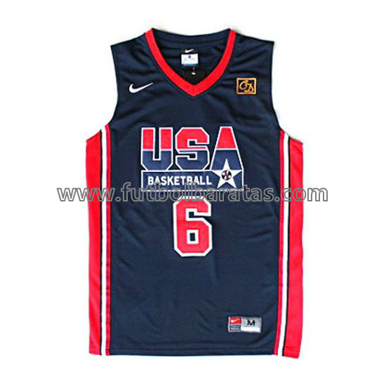 camiseta de baloncesto patrick ewing Número 6 usa 1992 azul