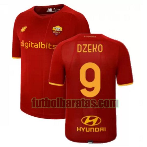 camiseta dzeko 9 roma 2021 2022 rojo primera