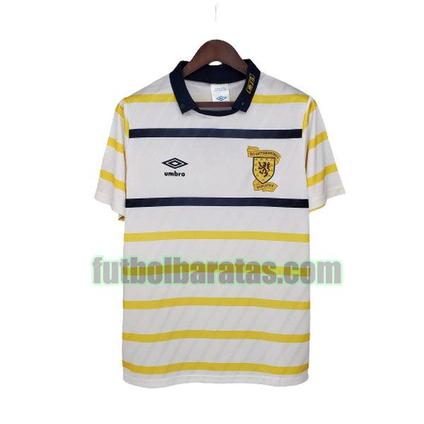 camiseta escocia 1988 1991 blanco amarillo segunda