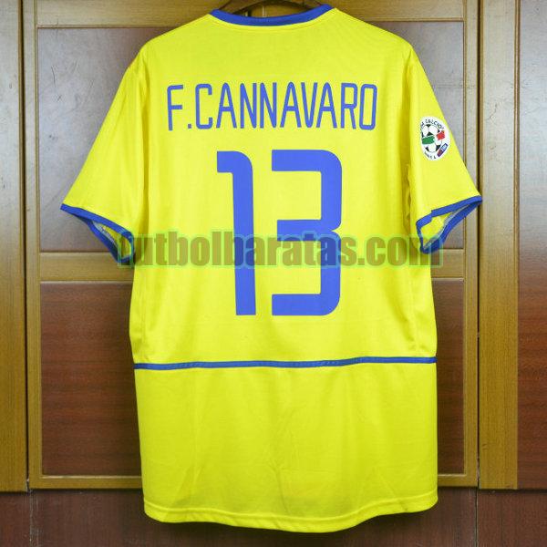 camiseta f.cannavaro 13 inter milan 2002-2003 amarillo segunda