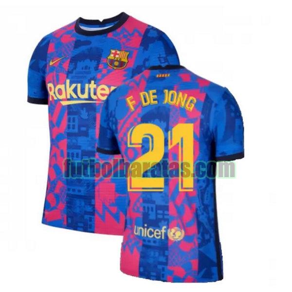 camiseta f de jong 21 barcelona 2021 2022 azul rojo tercera