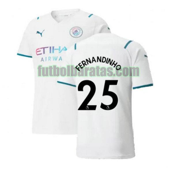 camiseta fernandinho 25 manchester city 2021 2022 blanco segunda