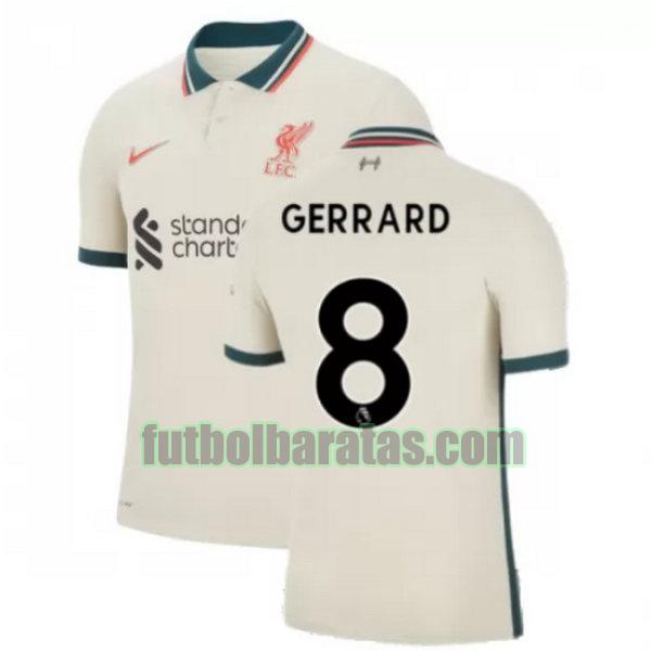 camiseta gerrard 8 liverpool 2021 2022 amarillo segunda