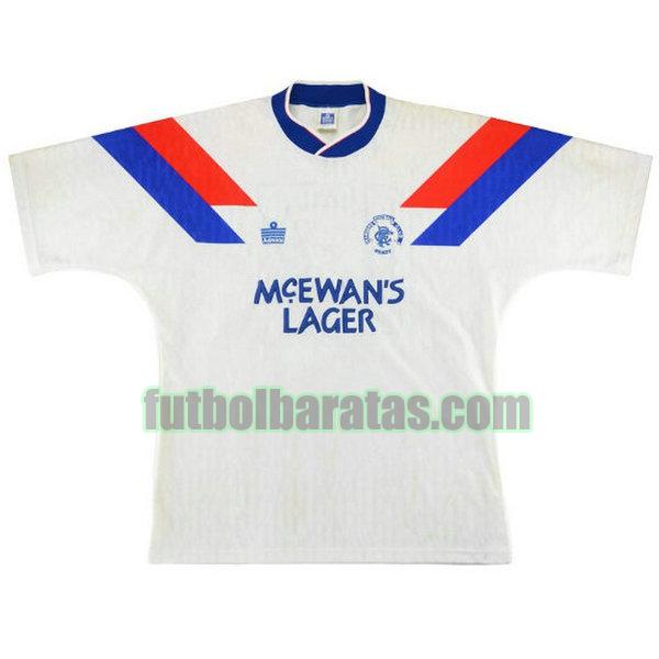 camiseta glasgow rangers 1990-1992 blanco segunda