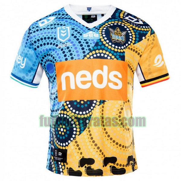 camiseta gold coast titans 2021 amarillo indigenous