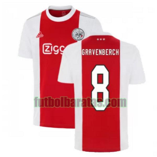 camiseta gravenberch 8 ajax 2021 2022 rojo blanco primera