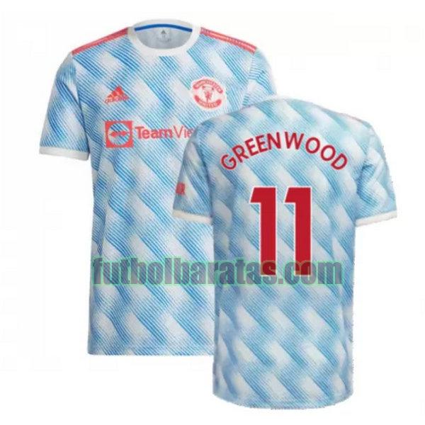 camiseta greenwood 11 manchester united 2021 2022 azul segunda
