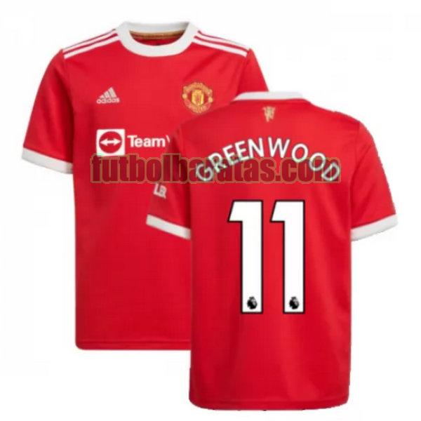 camiseta greenwood 11 manchester united 2021 2022 rojo primera