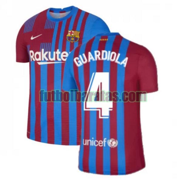 camiseta guardiola 4 barcelona 2021 2022 rojo blanco primera