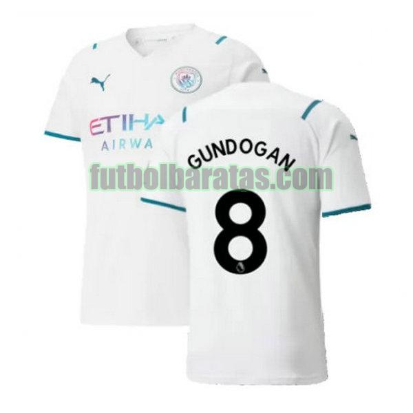 camiseta gundogan 8 manchester city 2021 2022 blanco segunda