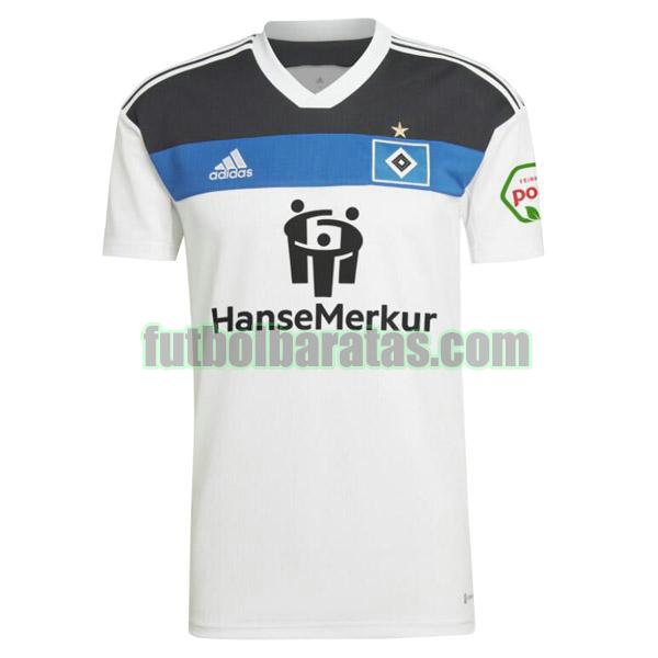 camiseta hamburger sv 2022 2023 blanco primera tailandia