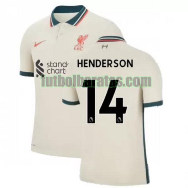 camiseta henderson 14 liverpool 2021 2022 amarillo segunda