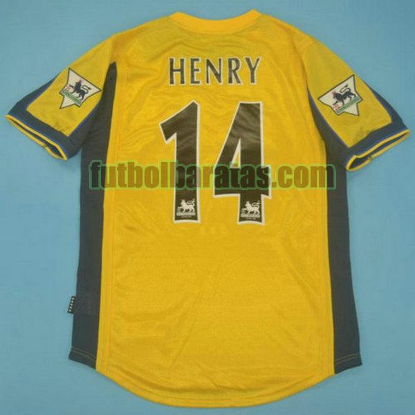 camiseta henry 14 arsenal 2000-2001 amarillo segunda