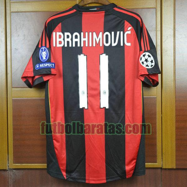 camiseta ibrahimovic 11 ac milan 2010-2011 rojo primera
