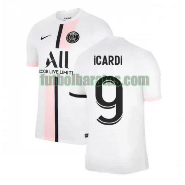 camiseta icardi 9 paris saint germain 2021 2022 blanco segunda