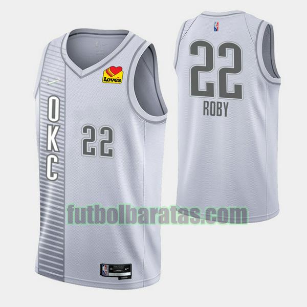 camiseta isaiah roby 22 oklahoma city thunder gris hombre