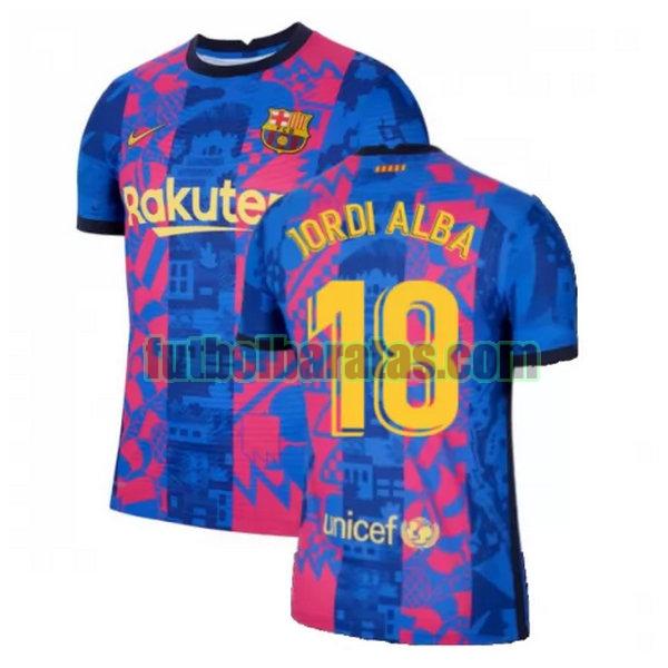 camiseta jordi alba 18 barcelona 2021 2022 azul rojo tercera