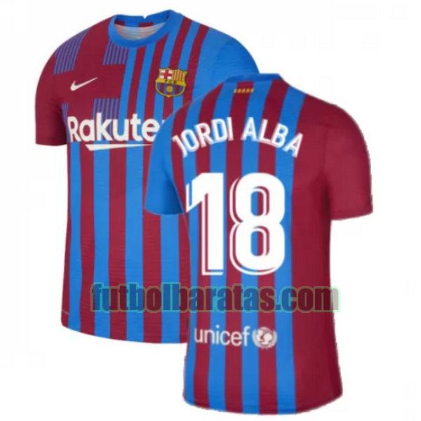 camiseta jordi alba 18 barcelona 2021 2022 rojo blanco primera