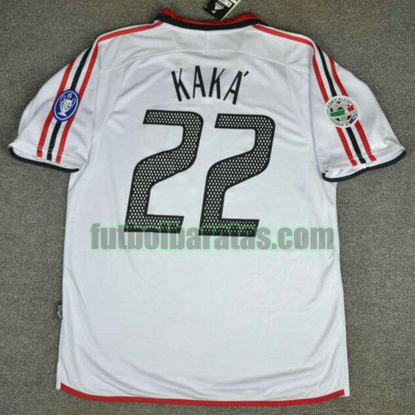 camiseta kaka 22 ac milan 2003-2004 blanco segunda