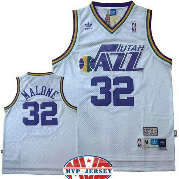 camiseta karl malone 32 utah jazz soul blanca retro