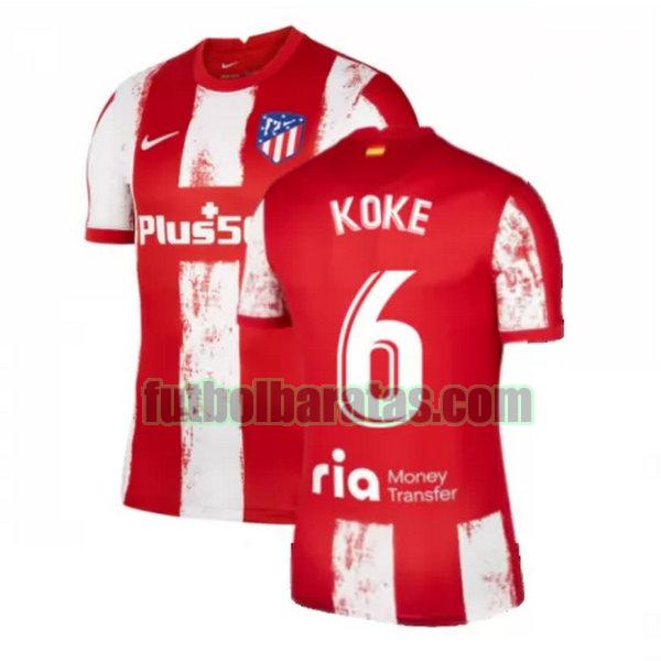 camiseta koke 6 atletico madrid 2021 2022 rojo blanco primera