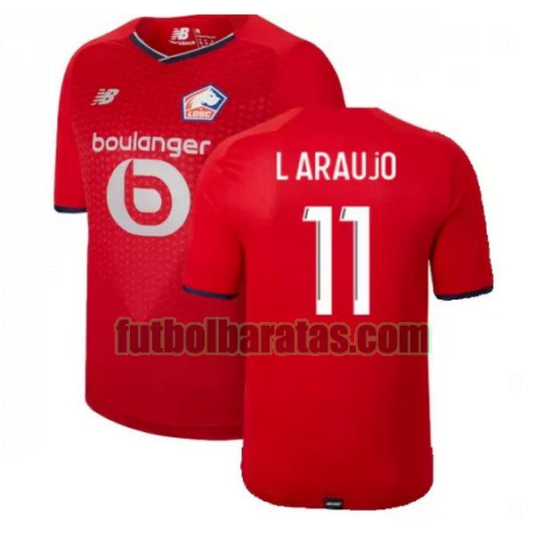 camiseta l araujo 11 lille osc 2021 2022 rojo primera