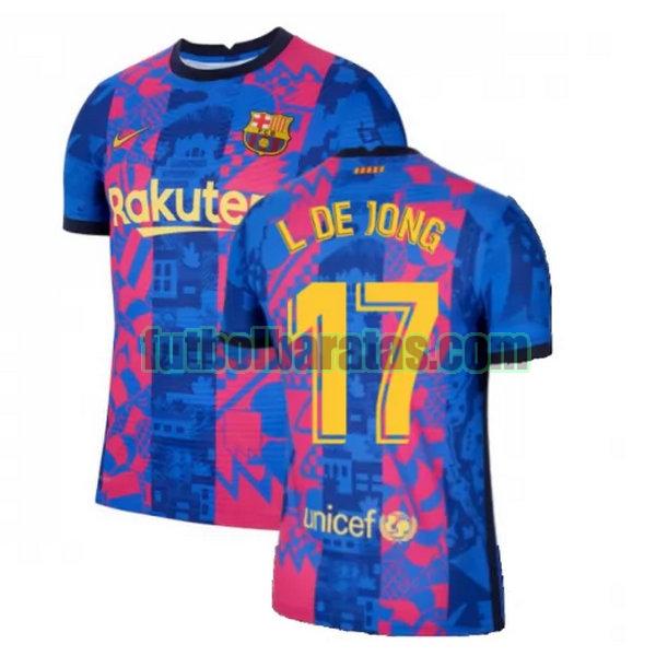 camiseta l de jong 17 barcelona 2021 2022 azul rojo tercera