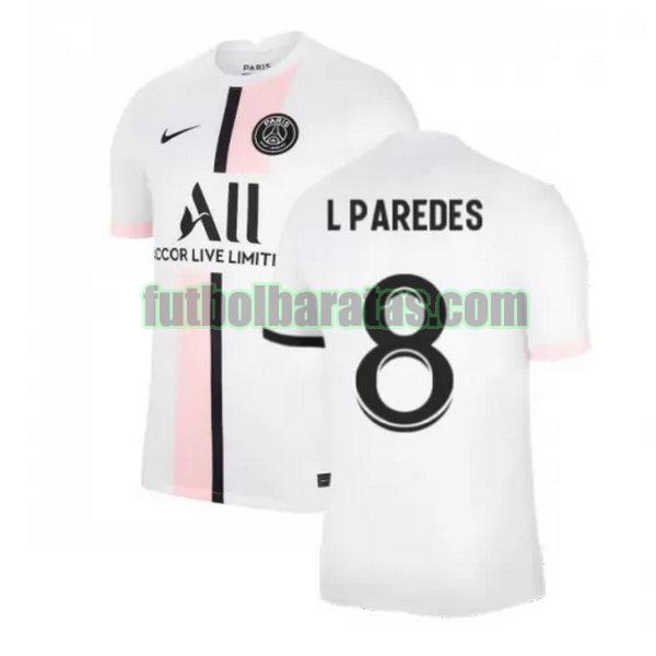 camiseta l paredes 8 paris saint germain 2021 2022 blanco segunda