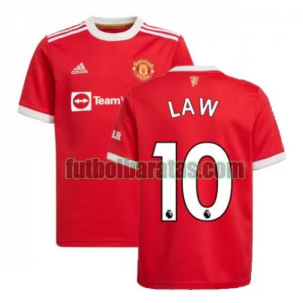 camiseta law 10 manchester united 2021 2022 rojo primera