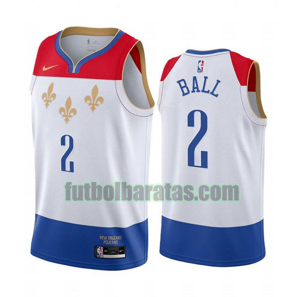 camiseta lonzo ball 2 new orleans pelicans blanco hombre