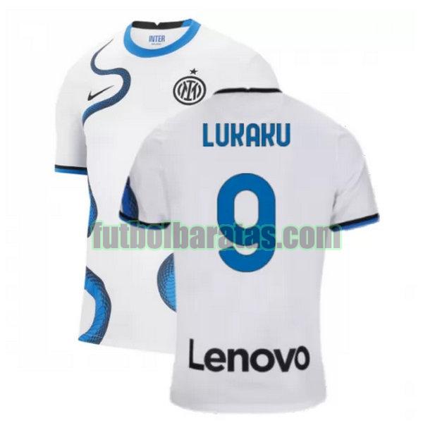 camiseta lukaku 9 inter milán 2021 2022 blanco segunda