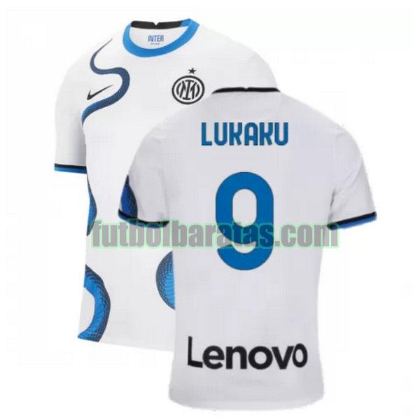 camiseta lukaku 9 inter milán 2021 2022 blanco segunda