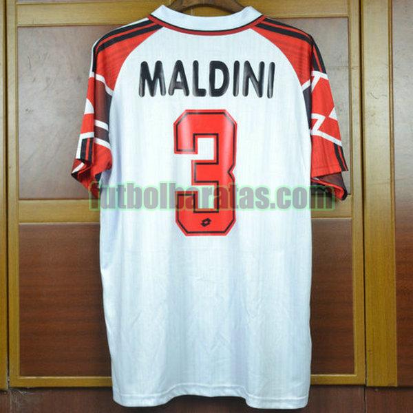 camiseta maldini 3 ac milan 1997-1998 blanco segunda