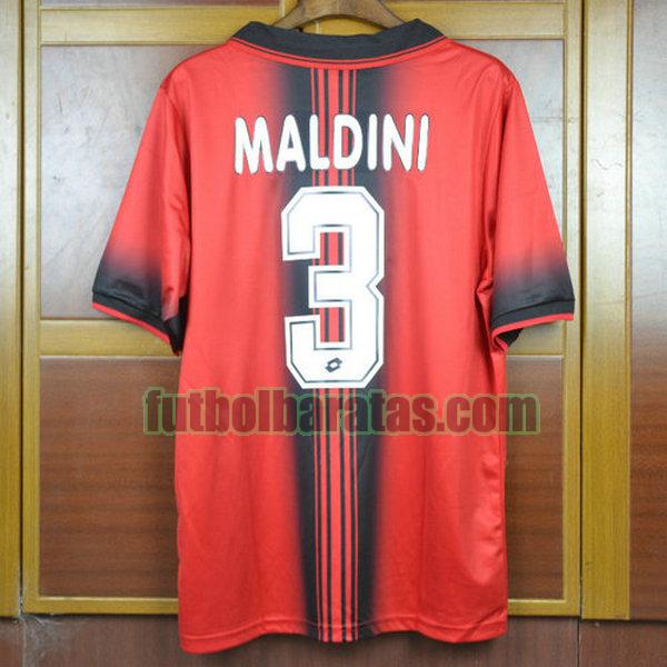 camiseta maldini 3 ac milan 1997-1998 rojo primera