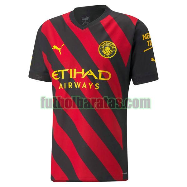 camiseta manchester city 2022 2023 negro rojo segunda