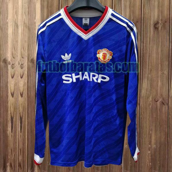 camiseta manchester united 1986-1988 azul tercera ml