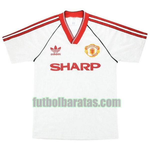 camiseta manchester united 1988-1990 blanco segunda