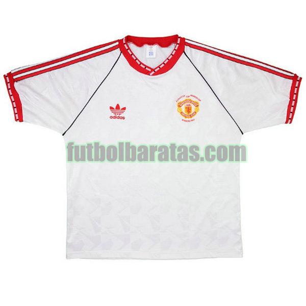 camiseta manchester united 1990-1991 blanco tercera