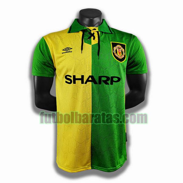 camiseta manchester united 1992 amarillo verde segunda player