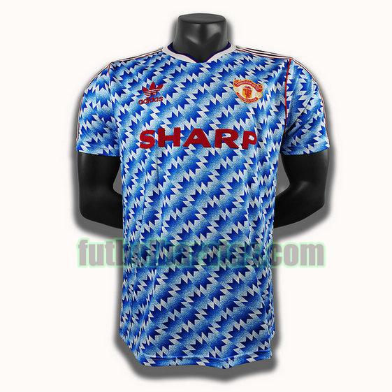 camiseta manchester united 1992 azul segunda player